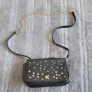 Kendall + Kylie Black Crossbody Bag with Gold Star Accents